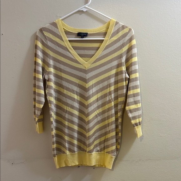 The Limited Sweaters - The Limited Yellow and Cream V-Neck Sweater